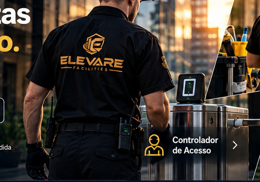 Profissional da Elevare Facilities em atividade de controle de acesso